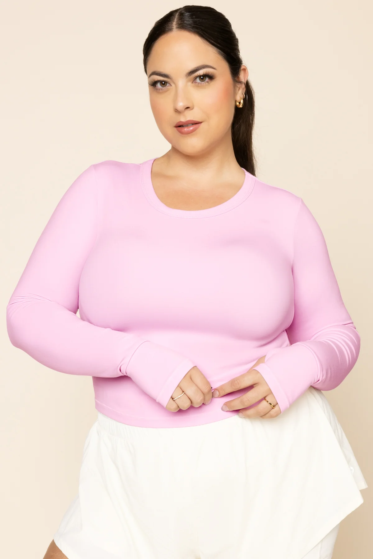 Call Me Baby Long Sleeve Top (Cropped) - Bubblegum